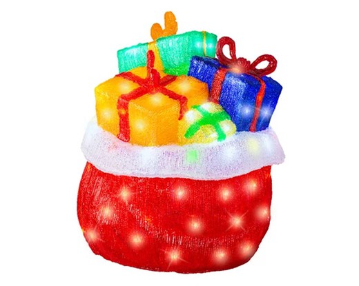 Figura LED en forma de bolsa de regalos dia41.00-l40.50-w40.00-h50.00cm-100l color blanca fria