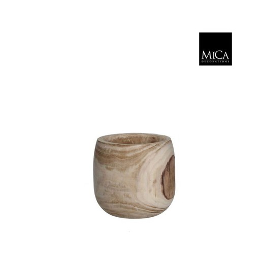 MACETA DE MADERA NATURAL  H24XD24CM