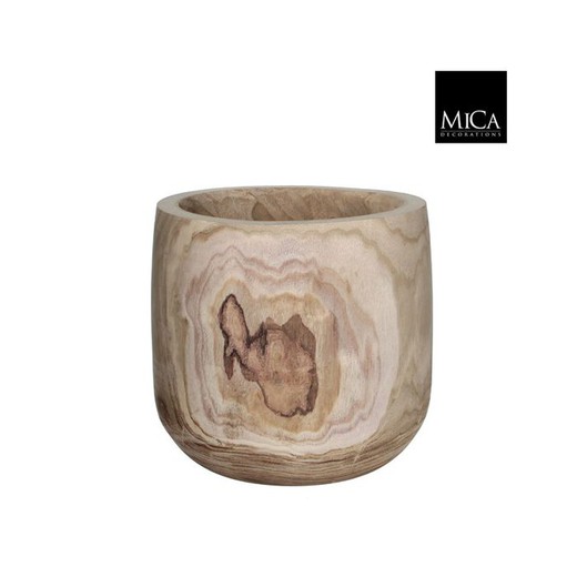 MACETA DE MADERA NATURAL  - H40XD40CM