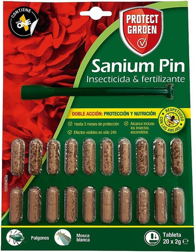 Sanium Pin  Pildoras Insecticida y Fertilizante Doble Acción (20x2Gr) Protect Garden