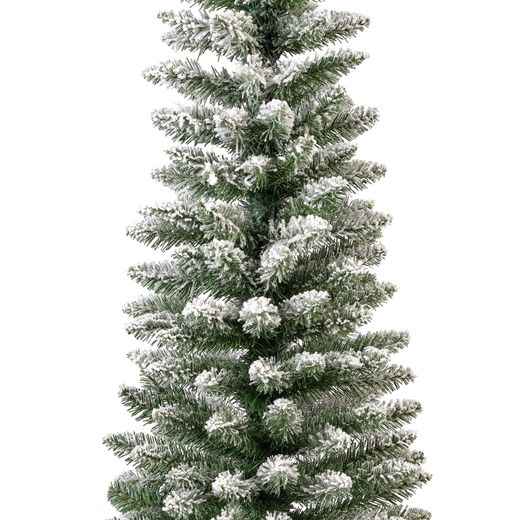 Abeto estrecho verde con efecto nevado