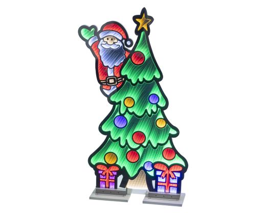 Arbol de luces LED infinitas con Papá Noel 120x73 cm