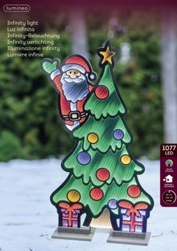 Arbol de luces LED infinitas con Papá Noel 120x73 cm