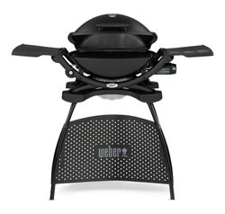 Pack Barbacoa de gas q 2200 s con mesa/ soporte + funda vinilo + pinzas premium