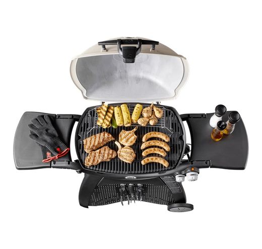 Pack Barbacoa de gas q 3200 s con mesa/ soporte + soporte para calentar + cepillo de madera