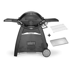 Pack Barbacoa de gas q 3200 s con mesa/ soporte + soporte para calentar + cepillo de madera