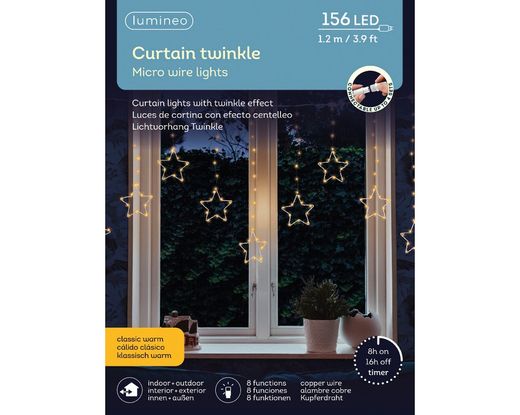 Cortina De Luces LED En Forma De Estrellas Micro Exterior 120-W120-H60CM Clásico Cálido