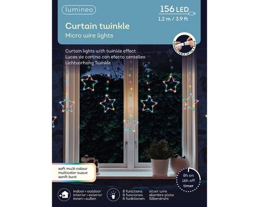 Cortina De Luces LED En Forma De Estrellas Micro Exterior 120-W120-H60CM Multicolor Suave