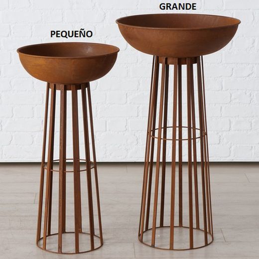 Cuenco de fuego minus con soporte redondo óxido pequeño: diametro 42 cm altura 82 cm