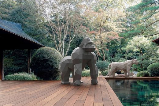 Escultura Origami GORILA SARU Crema