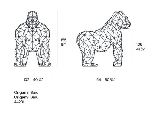 Escultura Origami GORILA SARU Tortora