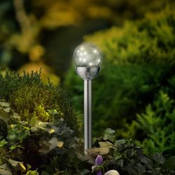 Estaca Luz Solar de Acero Inoxidable Fija dia 8.00-H30.00CM-10L Transparent/Warm white