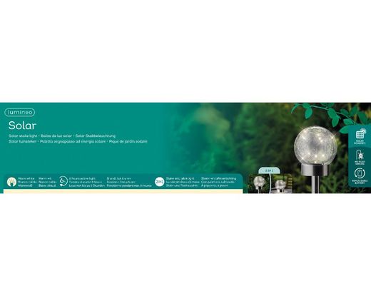 Estaca Luz Solar de Acero Inoxisable Fija Dia 12.00-H35.00CM-10L Transparent/Warmwhite