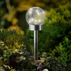 Estaca Luz Solar de Acero Inoxisable Fija Dia 12.00-H35.00CM-10L Transparent/Warmwhite