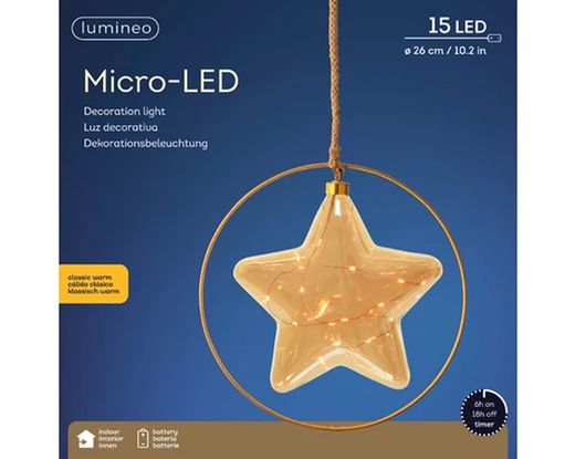 Estrella LED dia26.00cm-15l color amber/classic blanca calida