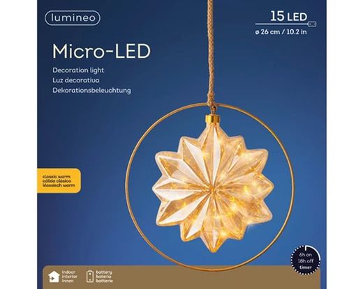 Estrella LED dia26.00cm-15l color amber/classic blanca calida