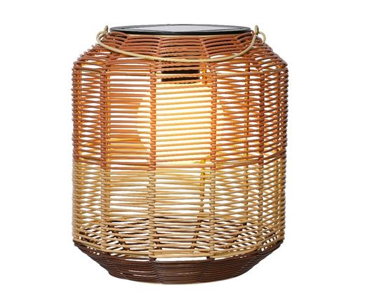 FAROL SOLAR DE MIMBRE FIJO DIA 24x28cm MARRON
