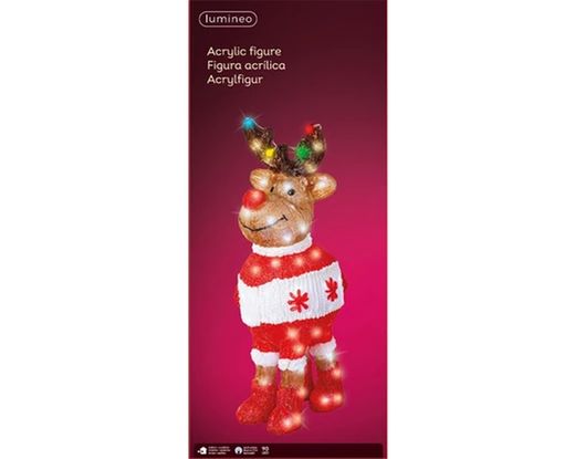 Figura LED en forma de reno l22.00-w29.50-h64.50cm-90l color blanca fria