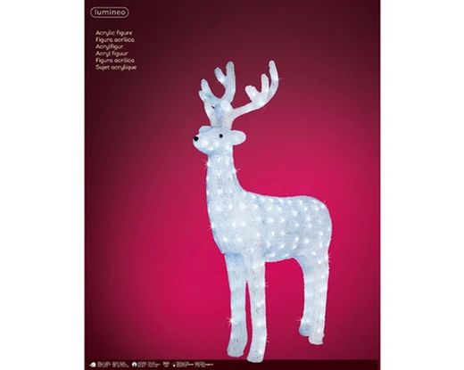 Figura LED en forma de reno l83.00-w51.00-h128.00cm-200l color transparent/blanca fria