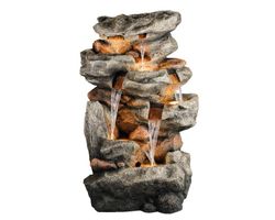 Fuente de Poliresina Cascada de Piedras Largo 60 cm Ancho 83 cm Alto 130 cm