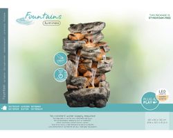 Fuente de Poliresina Cascada de Piedras Largo 60 cm Ancho 83 cm Alto 130 cm