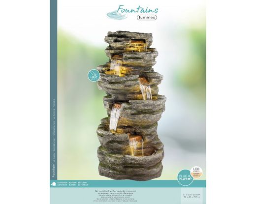 Fuente de Polirsina y luz led Cascada de Rocas  XXL exterior   81X102X202CM