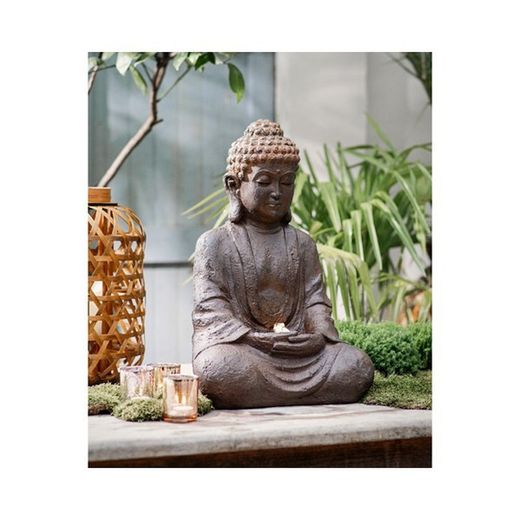 Fuente figura buda de poliresina exterior Lumineo
