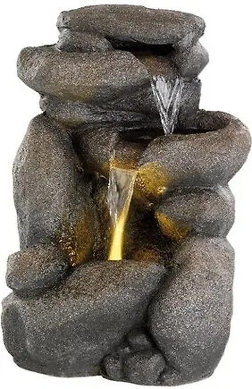 Fuente rocosa de poliresina exterior 53cm. 4Lt Lumineo