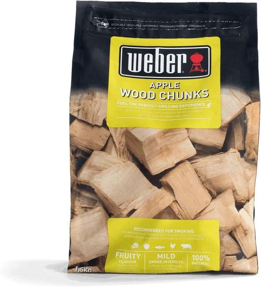 Grandes trozos de madera manzana 1.5kg Weber