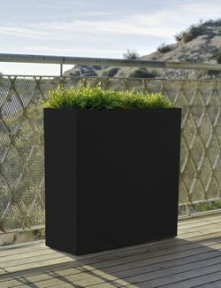 Macetero rectangular Junco 80 x 32 x 80 color negro New Garden