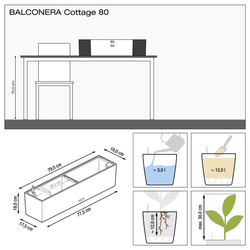 Jardinera cottage 80X19X19cm color granito