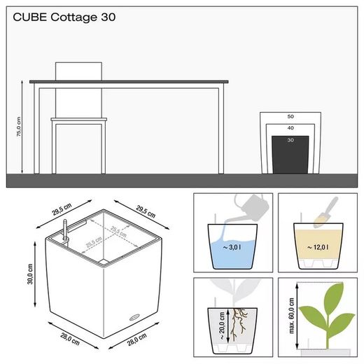 Jardinera Cubico cottage 30cm color granito