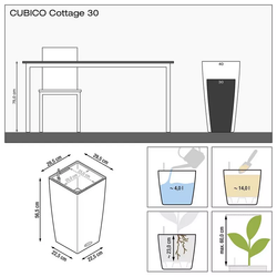 Jardinera Cubico cottage 30cm color granito