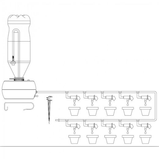 Kit de riego Vacacional 10 Goteros 2Lt/h con bomba programable