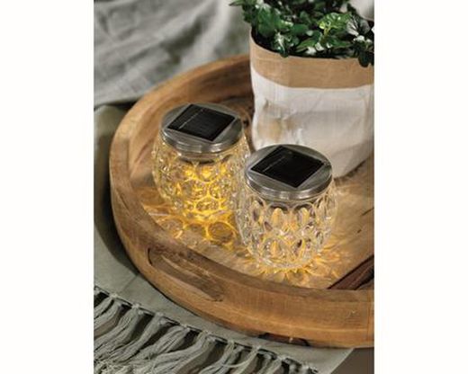 Lámpara de mesa solar cristal 10cm 1L Lumineo