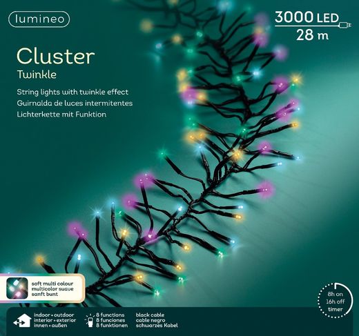 Luces LED Cluster Cable Negro