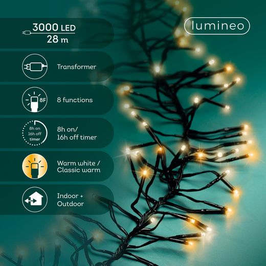Luces LED Cluster Cable Negro