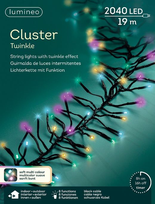 Luces LED Cluster Cable Negro