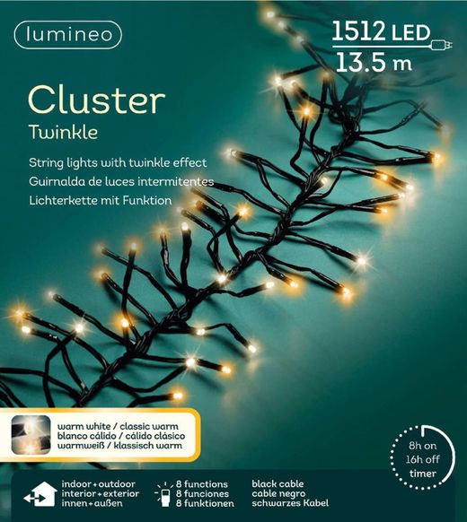 Luces LED Cluster Cable Negro