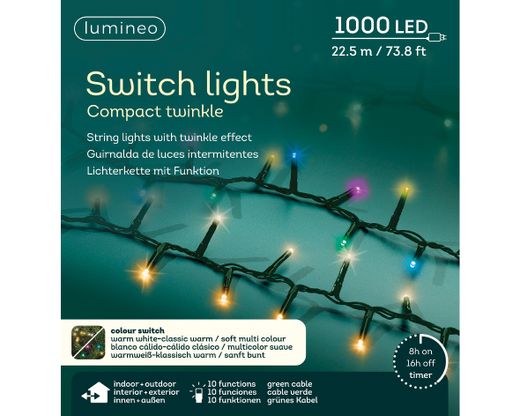 LED Compact Lights 10 Function Cable Negro 2250CM 1000LEDS Color Changing