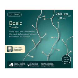 Luces led twinkle lights cable blanco 18m 240led tono cálido Lumineo