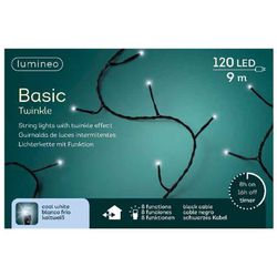 Luces led twinkle lights cable negro 9m 120led tono frio Lumineo