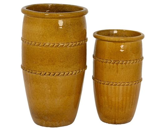 Maceta de Gres Esmaltada al aire libre DIA35.00-H60.50CM Miel