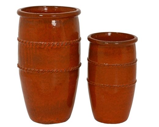 Maceta de Gres Esmaltada al aire libre DIA35.00-H60.50CM Roja