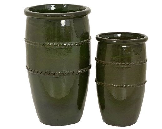 Maceta de gres esmaltado al aire libre DIA45.00-H79.00CM Verde