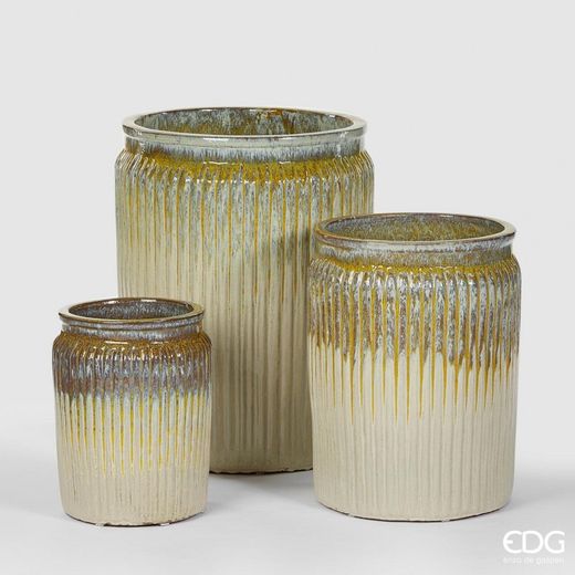 Maceta Glaze Alta H70 D55 Grande Verde Amarillo