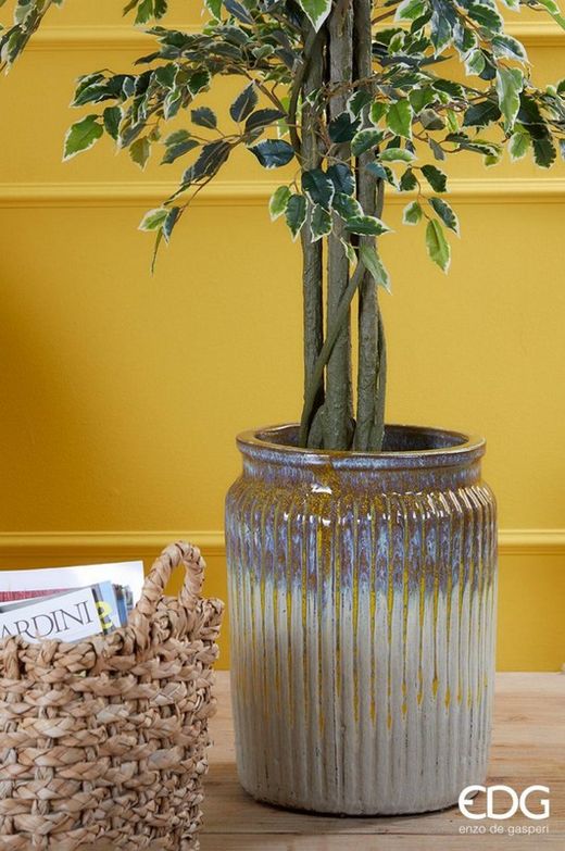 Maceta Glaze Alta H70 D55 Grande Verde Amarillo