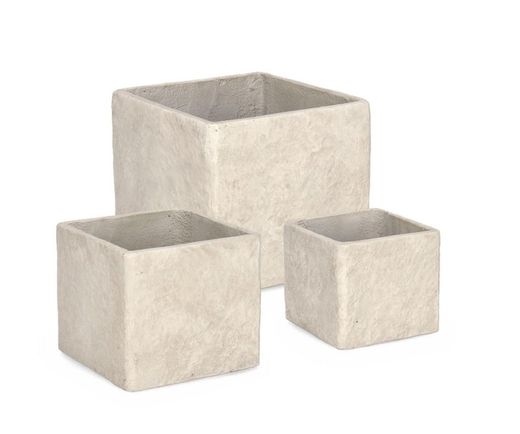 MACETERO MEILI CUADRADO BAJO BEIGE 25x25x22h