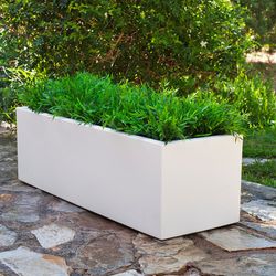 Macetero Alto y Cuadrado Resistente al Exterior Blanco 50x50x100 cm