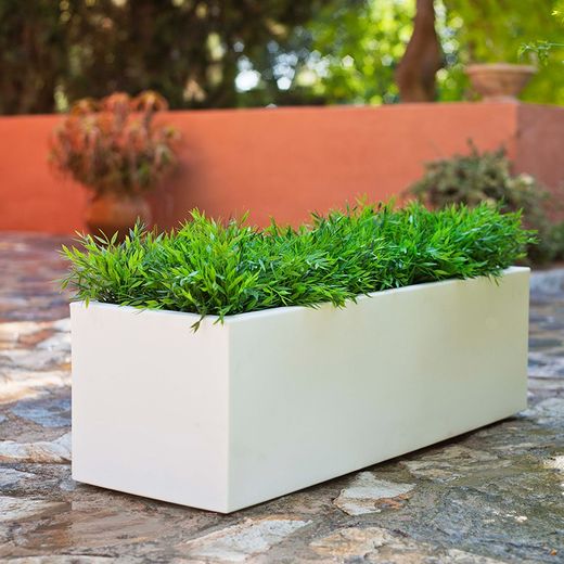 Macetero rectangular jara 100 x 35 color blanco New Garden